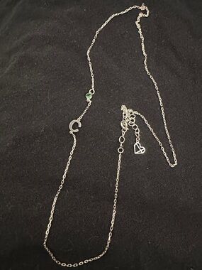 Caitlyn Minimalist emerald and “C” charm necklace
